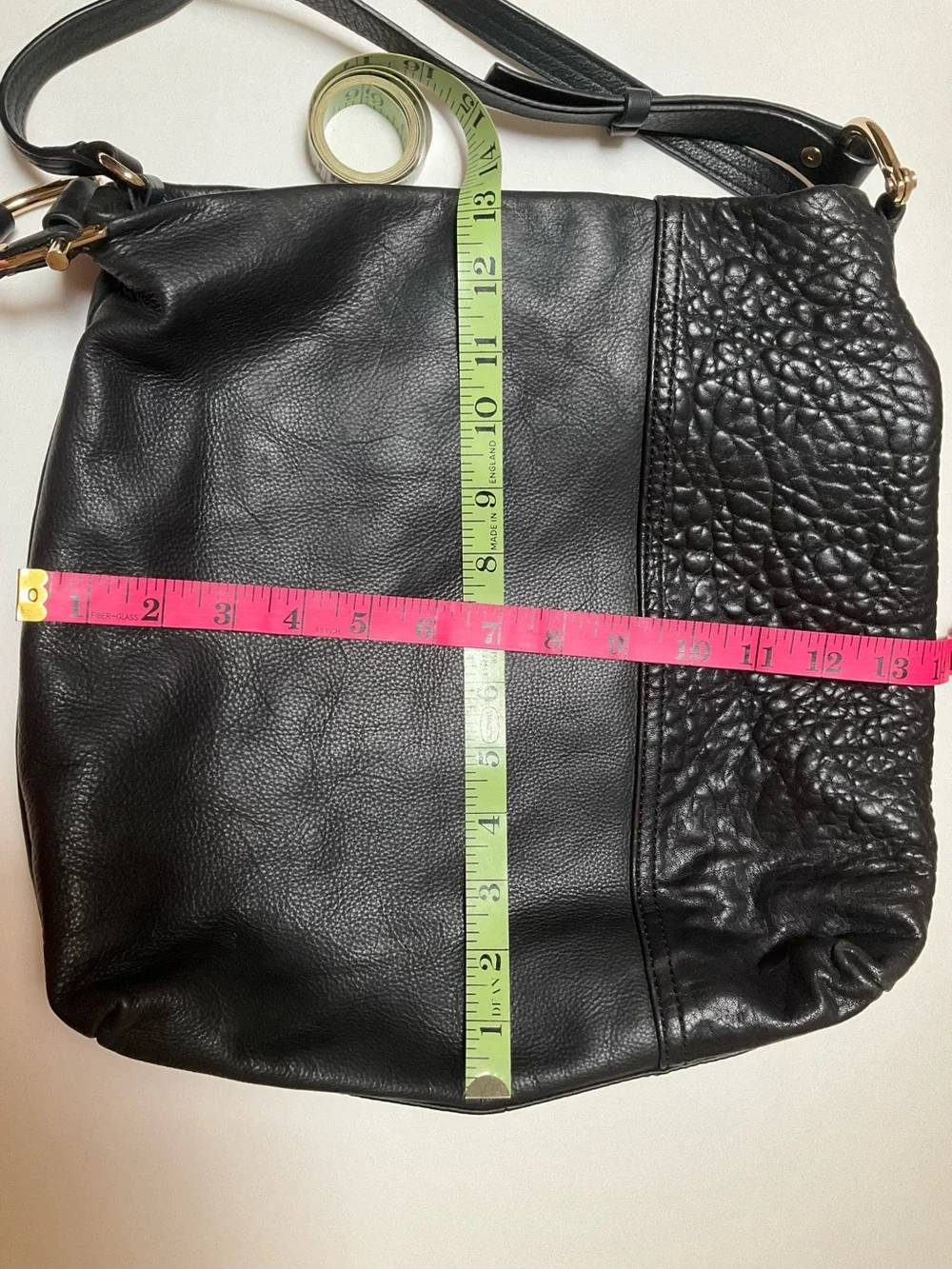Kelsi Dagger Black Leather Shoulder Bag Dual straps Large Tote Bag Gold-tone